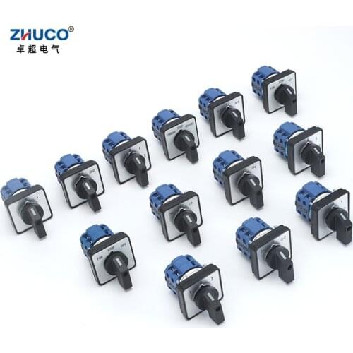 ZHUCO SZW26/LW26-20 64X64 mm 48X48 mm Panel mount 20A 660V 2 Pole 8 screws Power Knob Selection Cam Rotary Changeover Switch