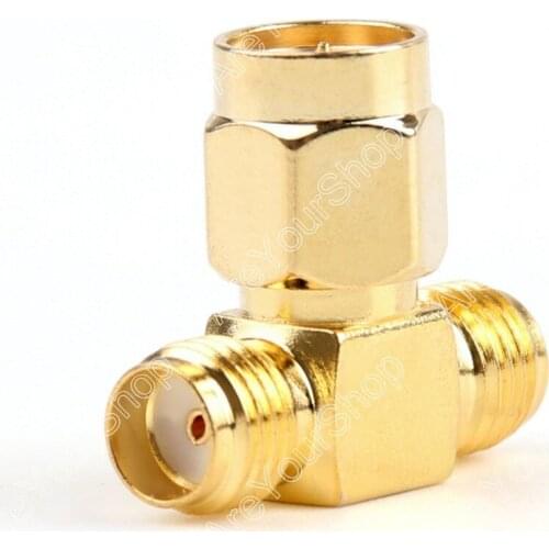 Areyourshop Sale 1Pc Adapter SMA Plug Male To 2 SMA Jack Female T RF Connector Triple 1M2F Wire Conn