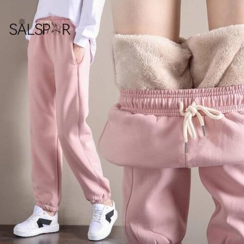 SALSPOR Winter Warm Pants Gym Sweatpants Workout Fleece Trousers Thick Female Sport Pant Running Pantalones Mujer Casual Clothes