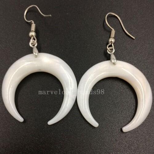 Free shipping Fashion White Mother of pearl Shell ArtGem Earrings Pairs MC6681