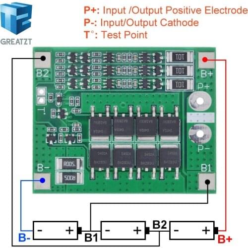 GREATZT 3S 25A Li-ion 18650 BMS PCM Battery Protection Board BMS PCM With Balance For li-ion Lipo Battery Cell Pack Module DIY
