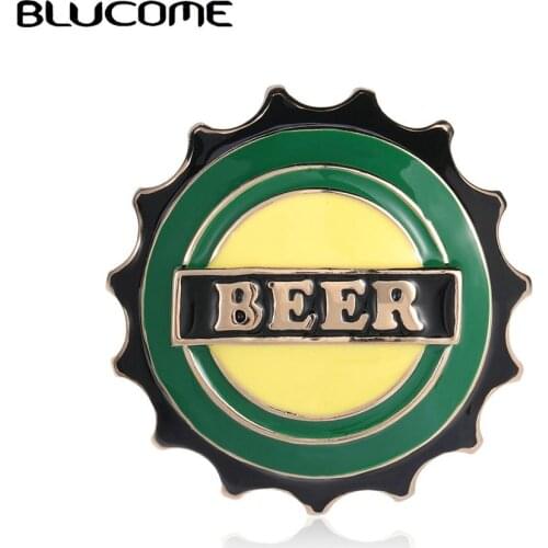 Blucome Vivid Enamel Beer Shape Brooches Pins Gold Color Brewage Women Men Clothes Decoration Bar Waiter Brooch Corsage Bijoux