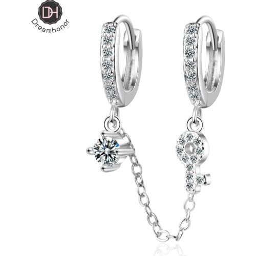 Dreamhonor 925 Sterling Silver Crystal Clip Earrings For Women Small Hoop Smile Girl Gift Zircon Earrings Jewelry