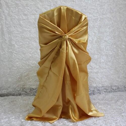 20PCS Gold Satin Chair Cover For Wedding Restaurant Banquet Home Party Dinner Chair Decoration