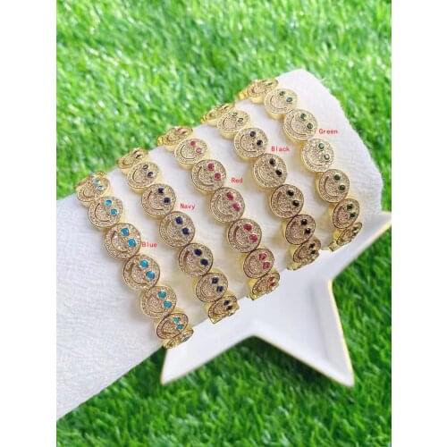 1Pcs Gold Plated Simple Smile Smiley Face Charm Bracelet Bangle