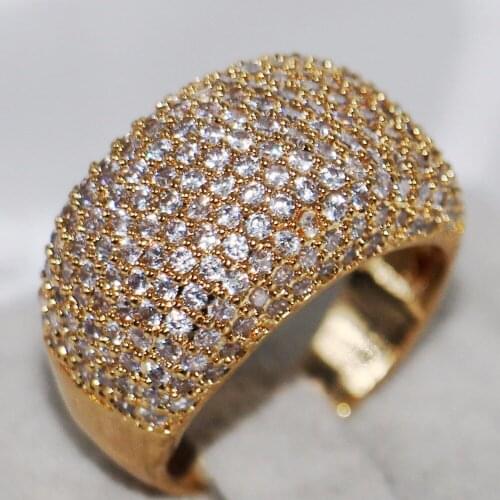 2018 New Arrival Sparkling Fashion Jewelry 10KT Gold Filled Pave Full AAA Cubic Zirconia Women Girl Wedding Band Finger Ring Set