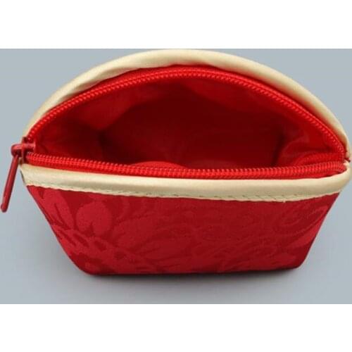 300pcs Zipper Gift Coin Purse Chinese Style Silk Brocade Jewelery Bag Trinket Comb Cosmetic Storage Pouch NO357