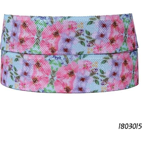 50 yards/lot) Factory wholesale price flower printed fold over elastic foe for hairbands