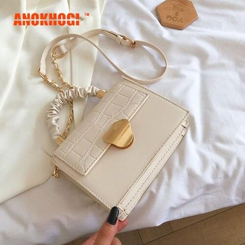 ANOKHOGI Quality PU Leather Metal Lock Women New Style Handbag Fashion Chain Hot Sale Female Casual Shoulder Bag Mb800
