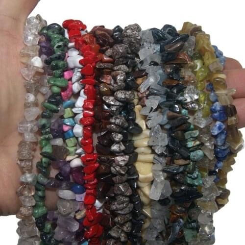 5-8MM Natural Stone Irregular Shape Freeform Chip Bead Amethysts Agates Tiger Eye Turquoises For Jewelry Making DIY Bracelet