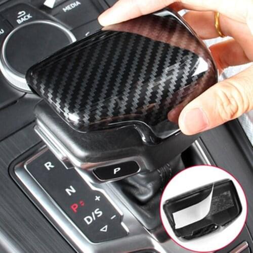 ABS Carbon Fiber Style For AUDI Q5 Q7 A6 A4 B7 A5 A7 A4L A6L Q5L S6 S7 Car Speed Gear Shift Head Cover Trim Protection Sticker