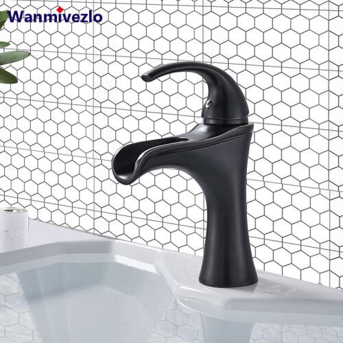 Black Bronze Waterfall Basin Faucets Torneira Banheiro Single Handle Cold Hot Tap Bathroom Vessel Sink Faucet Crane Mixer Tap