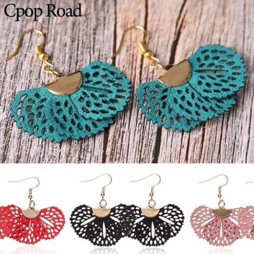 Cpop New Hollow Sector Flower Fashion Earrings New Creative Personality Pendant Dangle Earrings Jewelry Women Accessories Gifts