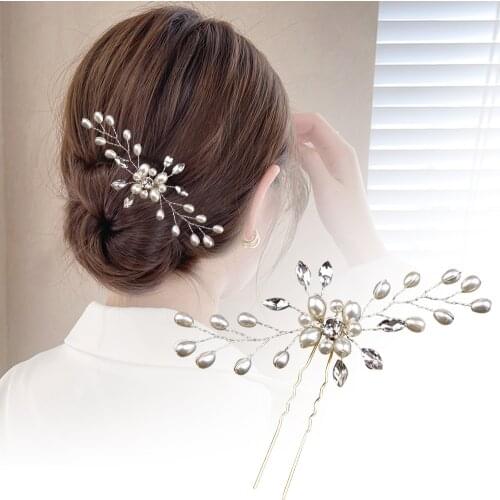 Flower Wedding Hair Pins Bridesmaid Crystal Diamante Pearls Bridal Clips Grips