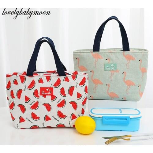 Kids lunch bag for women funny cartoon kids bento cooler bag flamingo thermal breakfast food box portable picnic travel Children