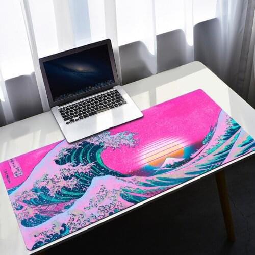 Keyboard Game Mats for Pc Accessories Gaming Big Mousepad Pink Mouse Pad Wave Desk Mat Desktop Computer Table Full Gamer Cheap