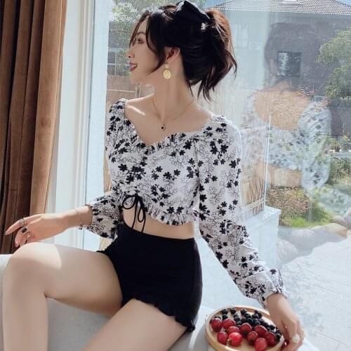 Bathing Suit Girls Swimsuit For Women Swim Wear Teenage Swimsuits Korean Long Sleeve Sexy Backless Tankini Swimsuits Women