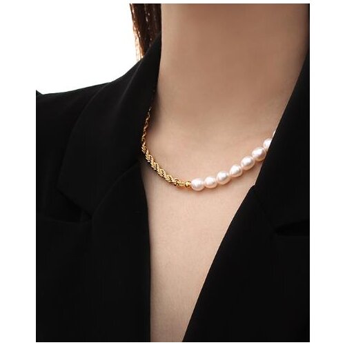 Brass Freshwater Real Baroque Pearl Chain Choker Necklace OL Designer T Show Runway Gown Sweety Boho Amazing Jewelry