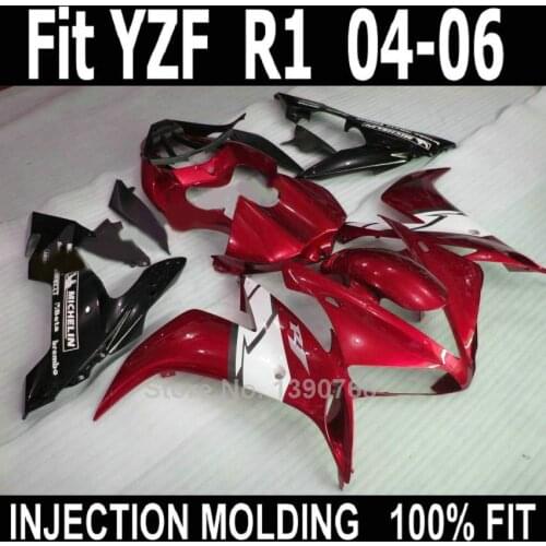 Injection molded fairings for Yamaha YZF R1 2004 2005 2006 red black motorcycle fairing kit YZFR1 04 05 06 NV56
