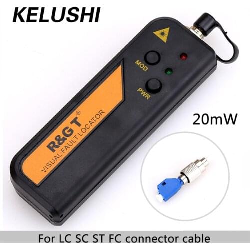 KELUSHI 20km Mini Red Laser Light Source Fiber Optic Visual Fault Locator Cable Tester Testing Tool+LC/FC/SC/ST Adapter FTTH