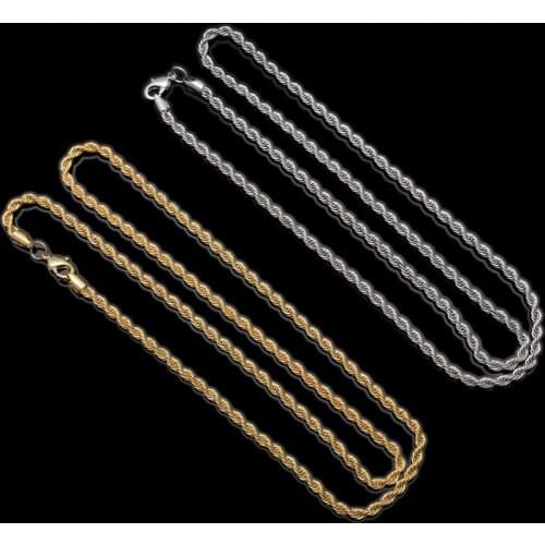 Fashion European And American Style Twist Rope Twist Chain 4mm Thick Trend Hip Hop Necklace Mens And Womens Ch