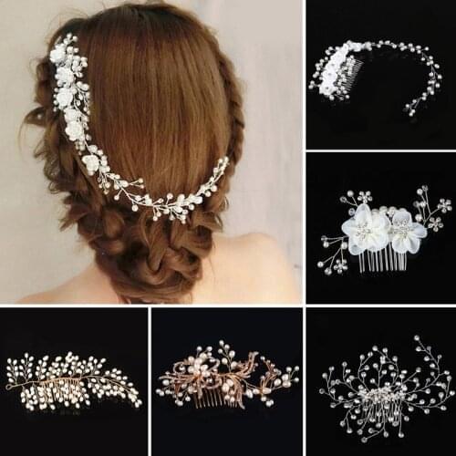 Fashion Crystal Pearl Wedding Hair Pins Flower Bridal Hairpins Bridesmaid Hair Clips Hairwear Barrettes Jewelry Accessories