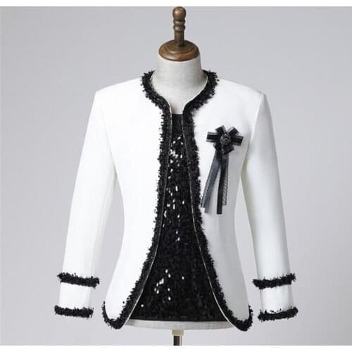 Mens suits white blazers stage costumes temperament self-cultivation clothes takım elbise erkek мужские костюмы veste homme