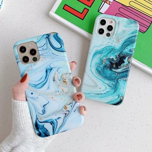 LACK Sea Wave Texture Marble Matte Soft IMD Cases For iPhone 12 12Pro 11Pro XS MAX X XR 7 8 Plus 12 mini Phone Case Cover Capa