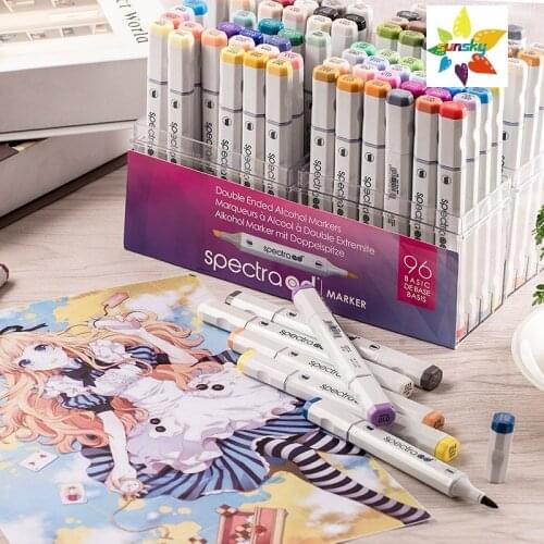Spectra AD Marker Set,24/26/48/60/72/96 color,All alcohol-based colours can be refilled,Good durability and sustainability