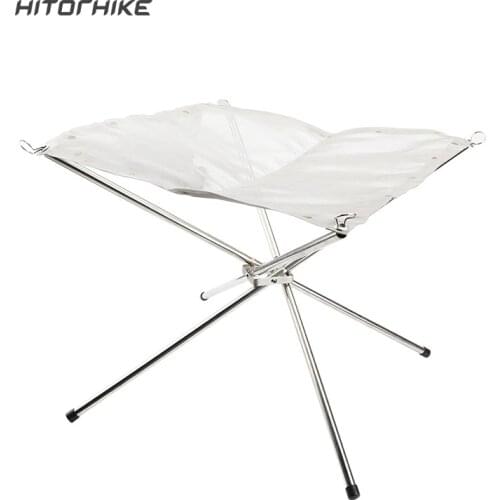 Outdoor Portable Fire Rack Folding Table Grill Stainless Steel Point Charcoal Stove Super Light Grid Heating Wood Stove Camping