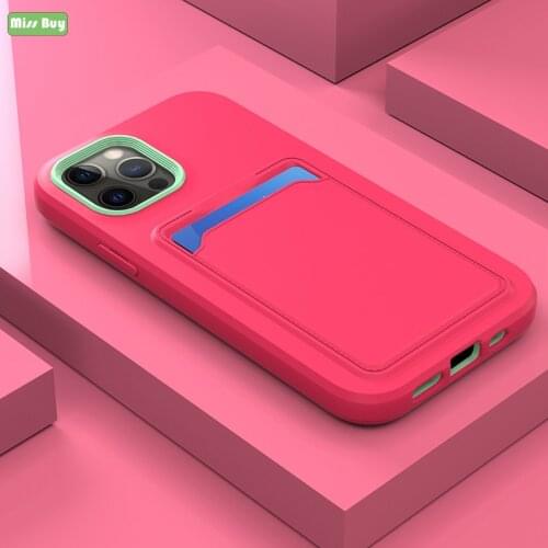 Multi-Color Card Phone Case iPhone SE 7 8 Plus X XS XR XS Max 12 11 Pro Max 12Mini Cover 360 degrees all inclusive Soft Silicone