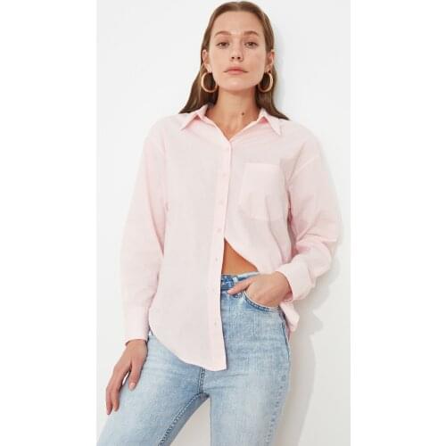 TRENDYOLMİLLA Pink Boyfriend Shirt