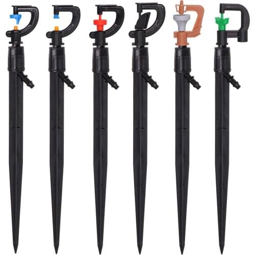 Garden 360 Degree Rotating Refraction Dripper Nozzle Sprinkler Adjustable Flow 1/4'' Barb Holder Irrigation Watering Misting Kit