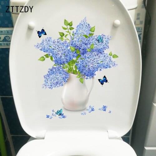 ZTTZDY 19.1CM×23.3CM Lilac Vase Fresh And Elegant Living Room Wall Stickers Creative Toilet Decoration T2-0812