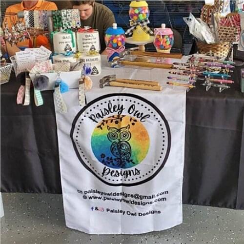 Custom Table Runner printed with business logo, table cloth for pop up shop, craft show, vendor booth display custom table banne