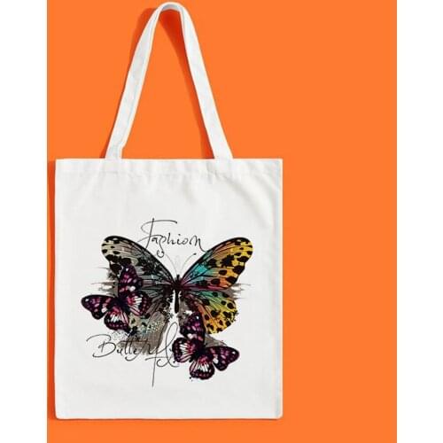 Beautiful Cute Beautiful Butterfly Printing Shopping Bag Women Shoulder Bag Eco Handbag Tote Reusable Grocery Shopper Bags