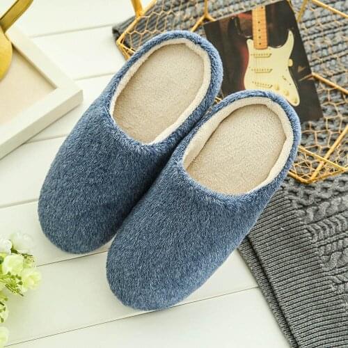 Fashion Men Home Plush Soft Slippers Indoors Winter Warm Floor Bedroom Shoes Anti-slip Slides Slipper Male Chaussures Femme FN60