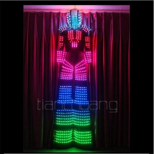 TC-78 Programmable ballroom dance led costumes robot men stilts stage show wears suit dj club bar performance clothe rgb light