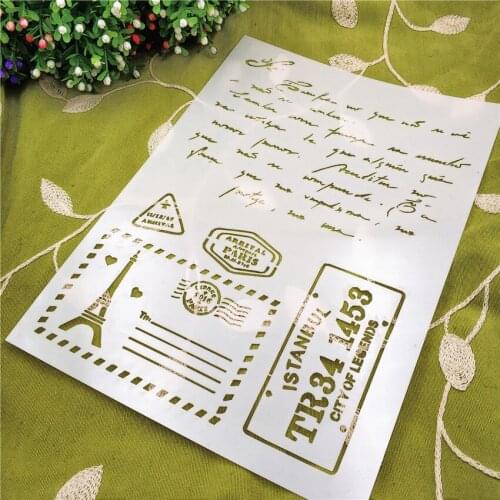 21*29.5 Paris diary scrapbook stencils spray plastic mold shield DIY cake hollow Embellishment printing lace ruler Easter