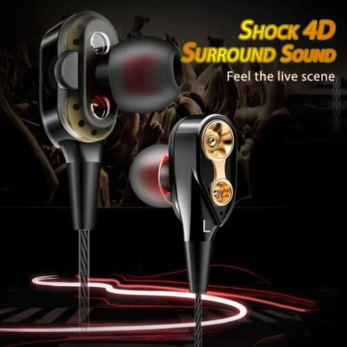 Upgraded version Dual Drive Stereo earphone In-ear Headset Earbuds Bass Earphones For iPhone For huawei