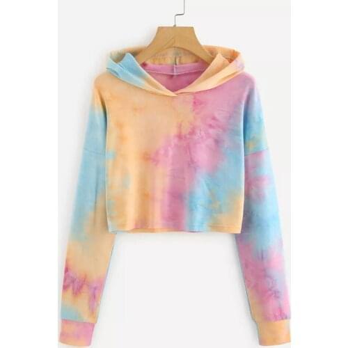 Women Hoodie Sweatshirt Tie Dyed Printing Gradients Patchwork Sweatshirt Long Sleeve Pullover Tops Blouse Streetwear Clothes