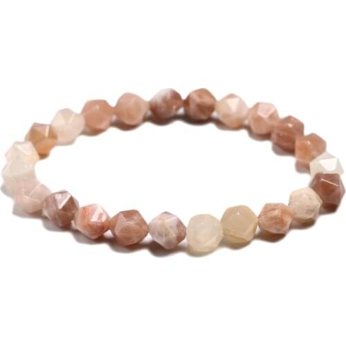 Natural Gemstone Cut Surface Couple Sunstone Beads Bracelets For Women Jewelry Gift Healing Energy Jewelry
