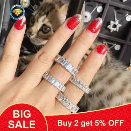 High Quality Luxury Jewelry 925 Sterling Silver Princess Cut White Clear 5A CZ Party Women Wedding Ring Gift Drop Shipping