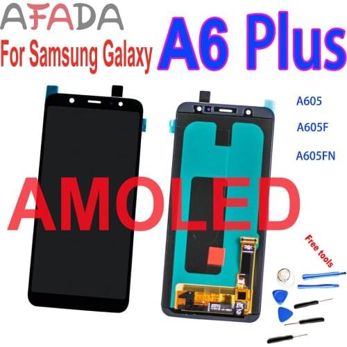 6" AMOLED LCD For Samsung Galaxy A6+ A6 PLUS A605 Display A605F A605FN LCD Touch Screen Digitizer Assembly Replacement 2220*1080
