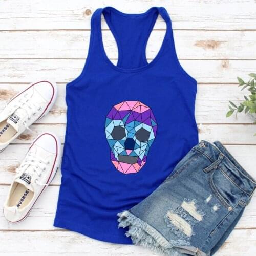 2021 skeleton Printing Tank Top Women Sleeveless Summer Vest Female Graphic Round Neck Ladies Tops for Girls Harajuku Plus Size