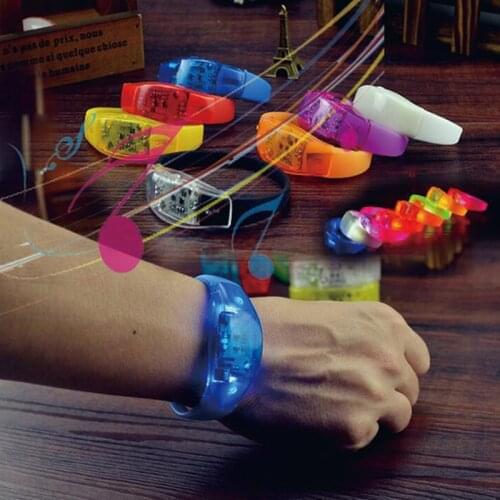 30pcs Custom LOGO Led Bracelet Sound Vibration Birthday Party Event Supplies Wedding Decor Dance Gift Fluorescent Bracelets