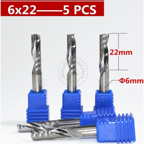 6mm*22mm-5PCS,Freeshipping,CNC wood tools,carbide End Mill,woodworking insert router bit,Tungsten milling cutter,MDF,PVC,Acrylic