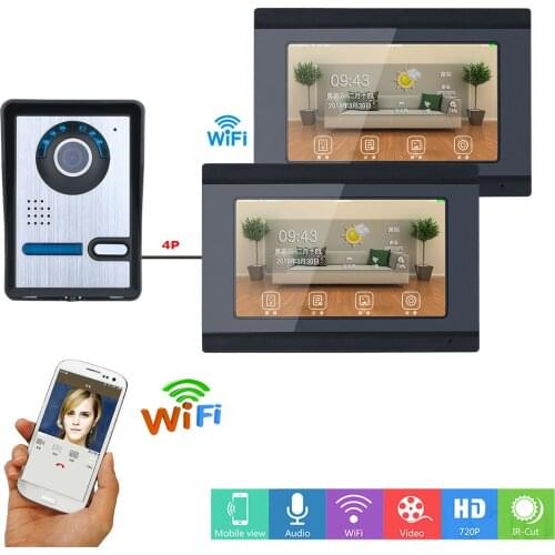 7 inch 2/3/4 Monitors Wired /Wireless Wifi Video Door Phone Doorbell Intercom System with IR-CUT HD 1000TVL Wired Camera Night