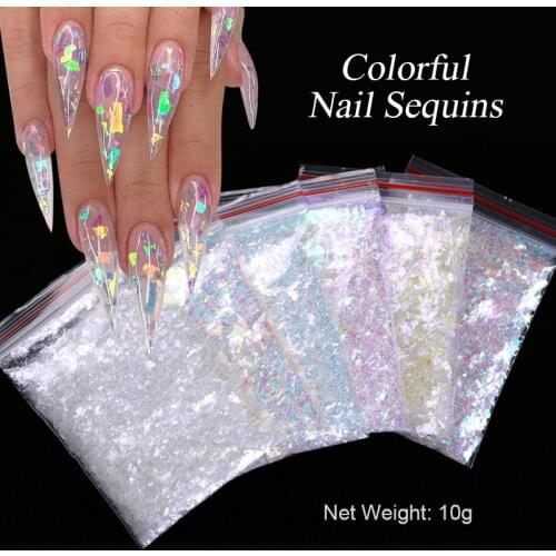 1 Bag Nail Art Colorful Flakes Holographics Irregluar Nail Sequins Decoration Design Sticker 3D Flakes Slices Art Accessories