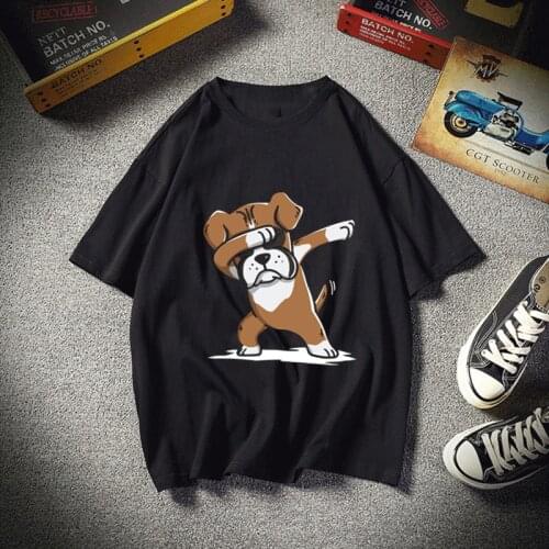 Boxer Dog Pat Dog Light Dance Summer Harajuku Women Men T Shir Fashion Cotton Loose Tops T-Shirt Female Tee Tops 100% Cotton